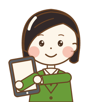 タブレットでホームページを確認するイラスト